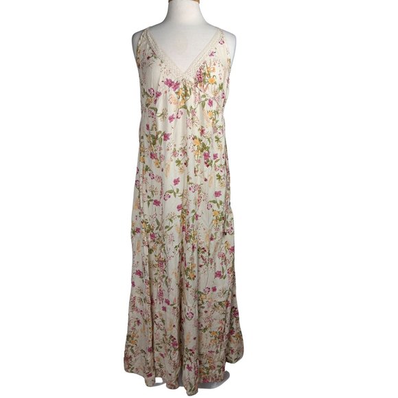 Band Of Gypsies Maxi Dress Ivory Floral Tank SZ XS Boho PrairieTiered Layers - Picture 5 of 8